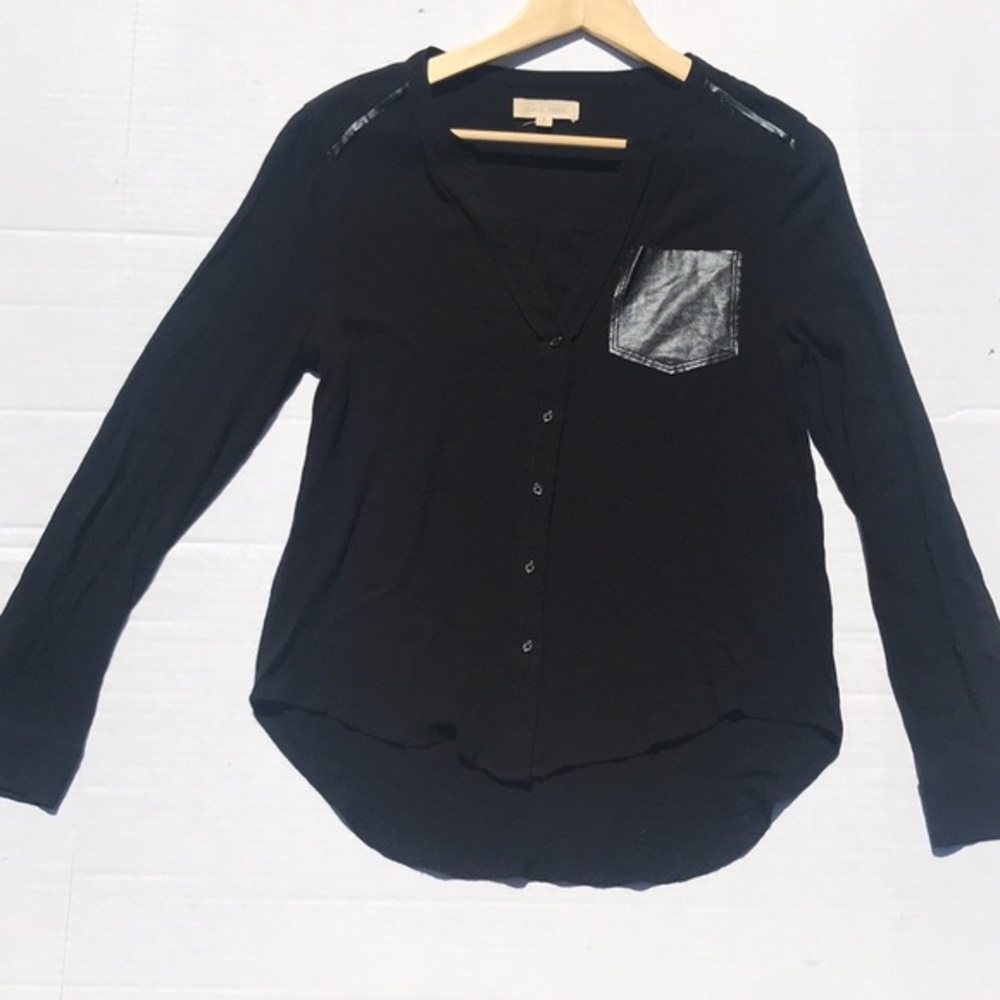Black Swan Long Sleeve V-Neck Button Down Shirt